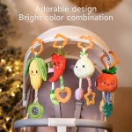 Tumama Kids Vegetables Hanging Rattle Set Plush Pendant Sensory Toy for Crib Soft Baby Soothing Hanging Rattle Stroller Toys - 图片 2