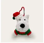 New Year Christmas Gift West Highland White Terrier Plush Pendant Bag Cotton Keychain Creative Puppy Doll Keychain Toy - 图片 4