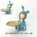 Modern Girl Holding Tray Tissue Holder Key Storage Tray Vase Character Sculpture Resin Ornament Wholesale Unique Animal Storage - 图片 3