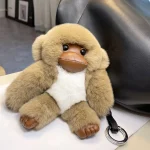 Realistic Rex Rabbit Fur Little Monkey Car Keychain Pendant Cute Ins Realistic Plush Doll Toy for Backpack Party Favors - 图片 4