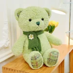 Cute Teddy Bear Wholesale Plush Doll Pillow Soft Stuffed Animal Bear With Scarf Rose Fluffy Toy for Gifts - 图片 6