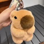 Fashion Women Natural Rabbit Fur Capybara Key Chain Charm Fashion Plush Car Keychain Bag Pendant Party Gift - 图片 2