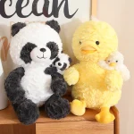Ready to Ship Stuffed  Mother and Son Toys Cute Panda Yellow Duck  Plush Penguin Soft Sloth Dolls Children Birthday Presents - 图片 4