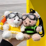 Unisex Popular Pilot Bear Plush Pendant Cute Keychain Bag Pendant Gift PP Cotton Filled Dog Doll for Stress Relief - 图片 5