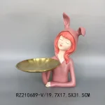Modern Girl Holding Tray Tissue Holder Key Storage Tray Vase Character Sculpture Resin Ornament Wholesale Unique Animal Storage - 图片 2