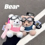 Unisex Popular Pilot Bear Plush Pendant Cute Keychain Bag Pendant Gift PP Cotton Filled Dog Doll for Stress Relief - 图片 4