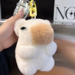 Fashion Women Natural Rabbit Fur Capybara Key Chain Charm Fashion Plush Car Keychain Bag Pendant Party Gift - 图片 6