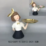 Modern Girl Holding Tray Tissue Holder Key Storage Tray Vase Character Sculpture Resin Ornament Wholesale Unique Animal Storage - 图片 6
