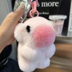 Fashion Women Natural Rabbit Fur Capybara Key Chain Charm Fashion Plush Car Keychain Bag Pendant Party Gift - 图片 5