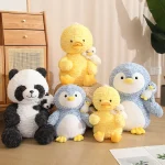 Ready to Ship Stuffed  Mother and Son Toys Cute Panda Yellow Duck  Plush Penguin Soft Sloth Dolls Children Birthday Presents - 图片 2