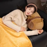 Wholesale 2-in-1 Cute Capybara Cartoon Plush Toy PP Cotton Filling Mesh Lunch Break Blanket Brown Pillow Stuffed Animal Toys - 图片 2