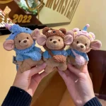 Women's Cute Bear Bag Pendant Little Bean Car Keychain Super Soft Plush Doll Toy for Stress Relief New Year Gift - 图片 2