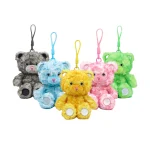 New Arrival Plush Weighted Sitting Bear Keychain Stuffed Animal Bag Pendant Christmas Gift Soft Weighted Colorful Bear Key Ring
