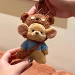 Women's Cute Bear Bag Pendant Little Bean Car Keychain Super Soft Plush Doll Toy for Stress Relief New Year Gift - 图片 5
